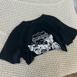 Black and White California Paradise Motorcycle Crop Tee